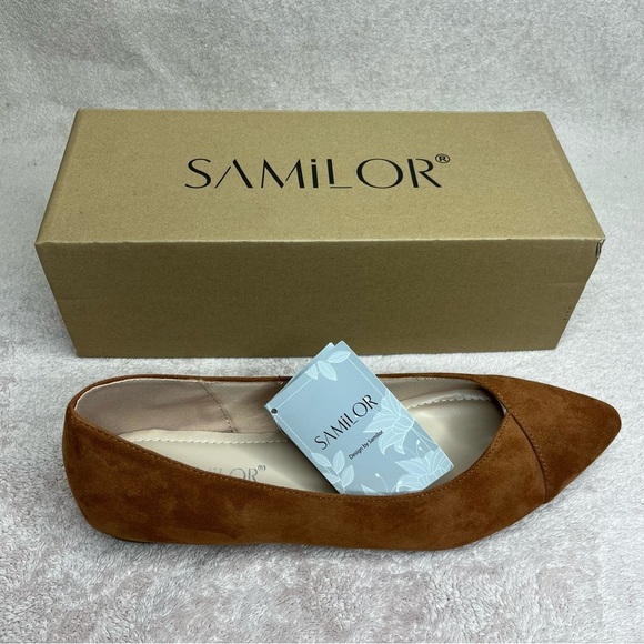 Samilor Faux Suede Pointed Toe Ballet Flats-Women’s 10-Brown-Classic-Casual-NEW - Picture 12 of 12